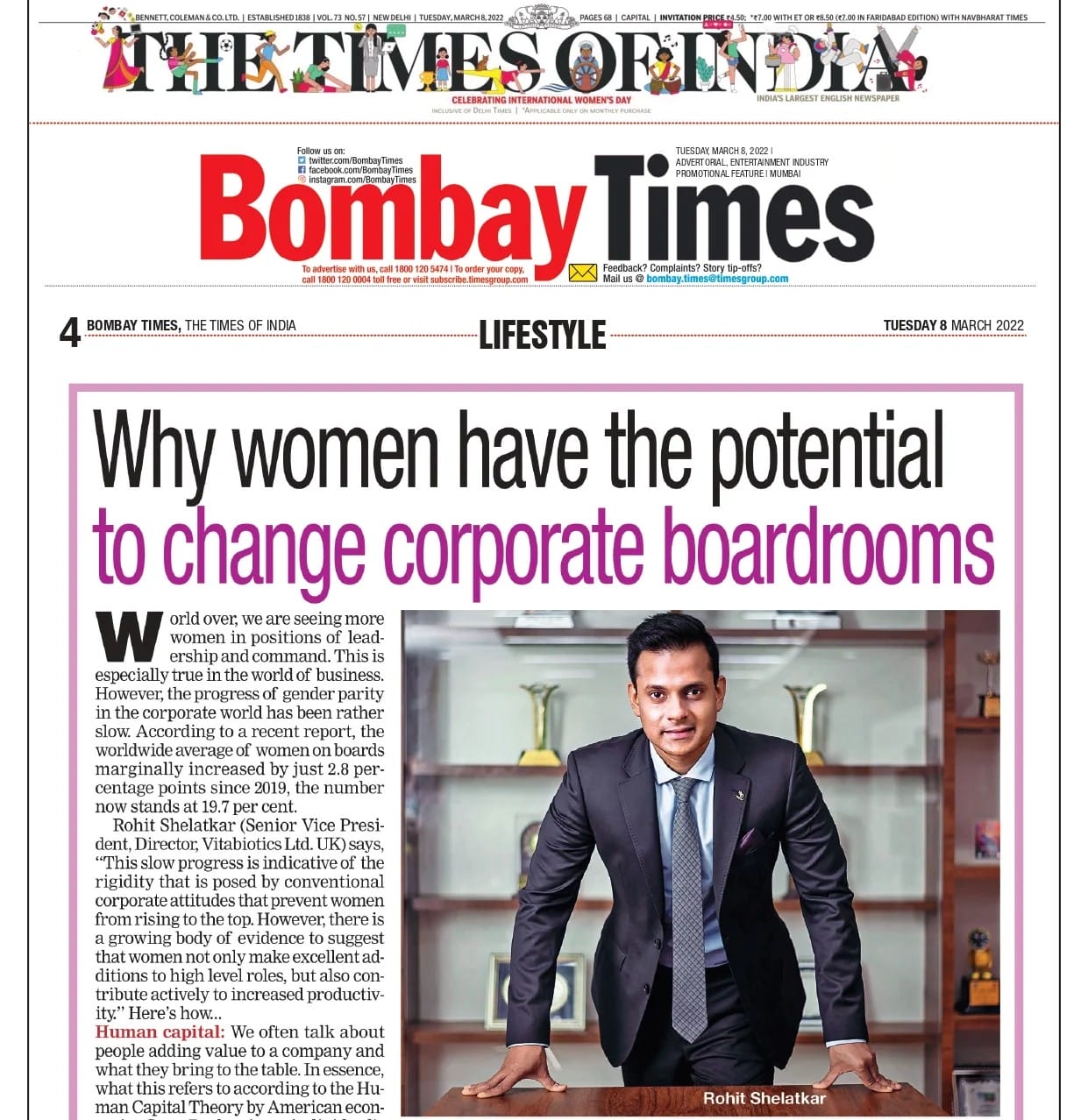 Rohit's Article Bombay Times
