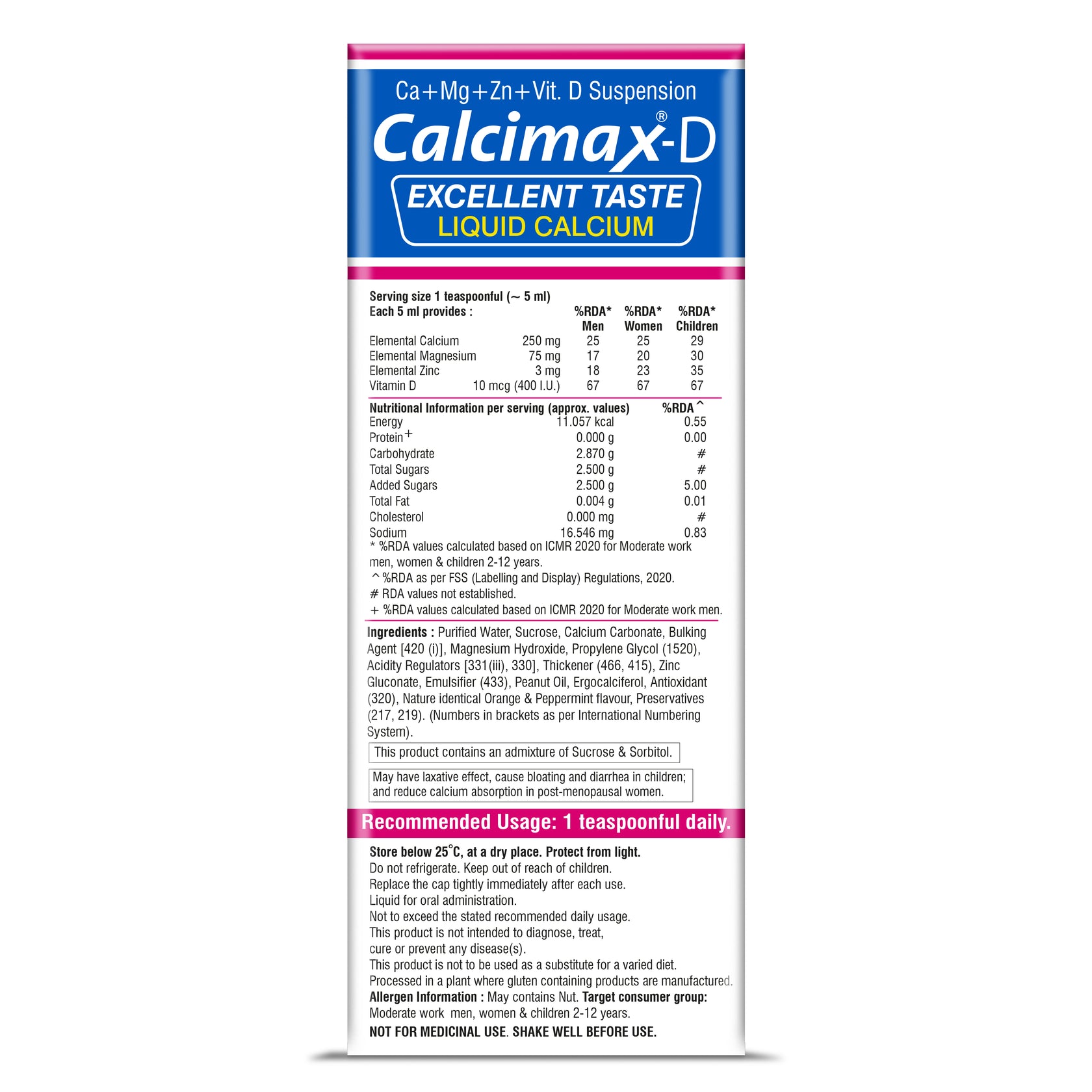 Calcimax-D Liquid Calcium 200Ml