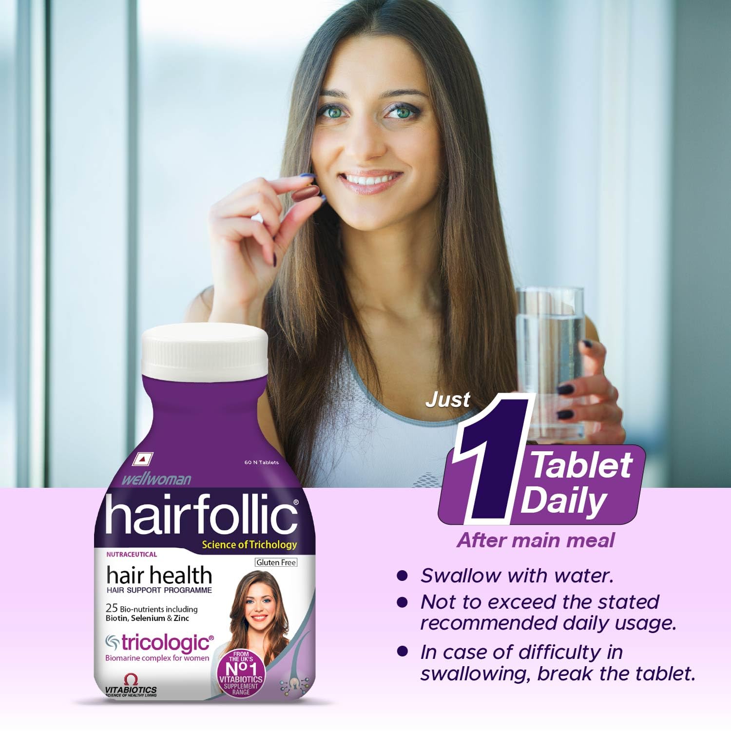 Wellwoman Hairfollic Hair Supplements for Women 60 Tablets - Tub Pack