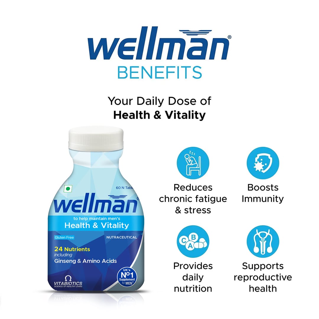 Wellman Multivitamin Tablets for Men | 60 Veg Tablets (Tub Pack)