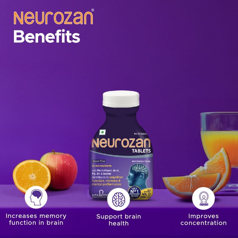 Neurozan Enhance Cognitive Functions | 60 Veg Tablets (Tub Pack)