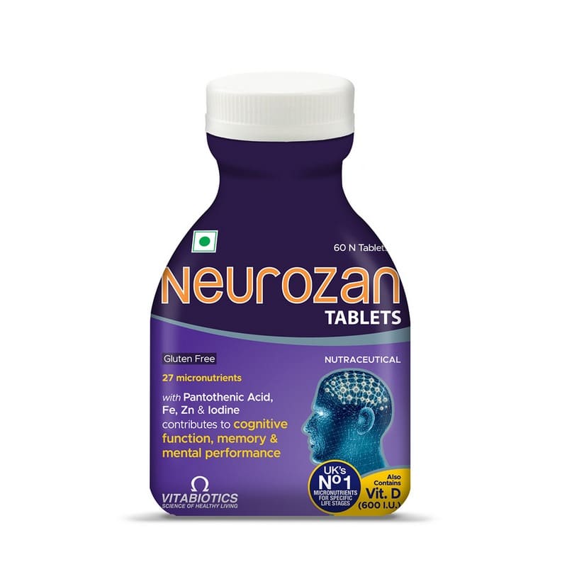 Neurozan Enhance Cognitive Functions | 60 Veg Tablets (Tub Pack)