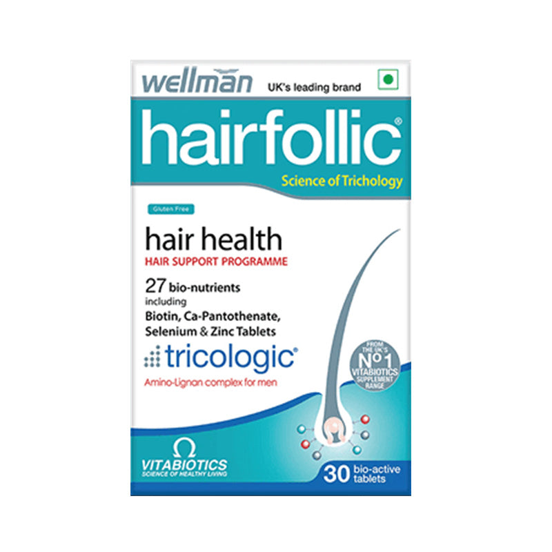 Wellman Hairfollic Hair Supplements for Men | 30 Veg Tablets