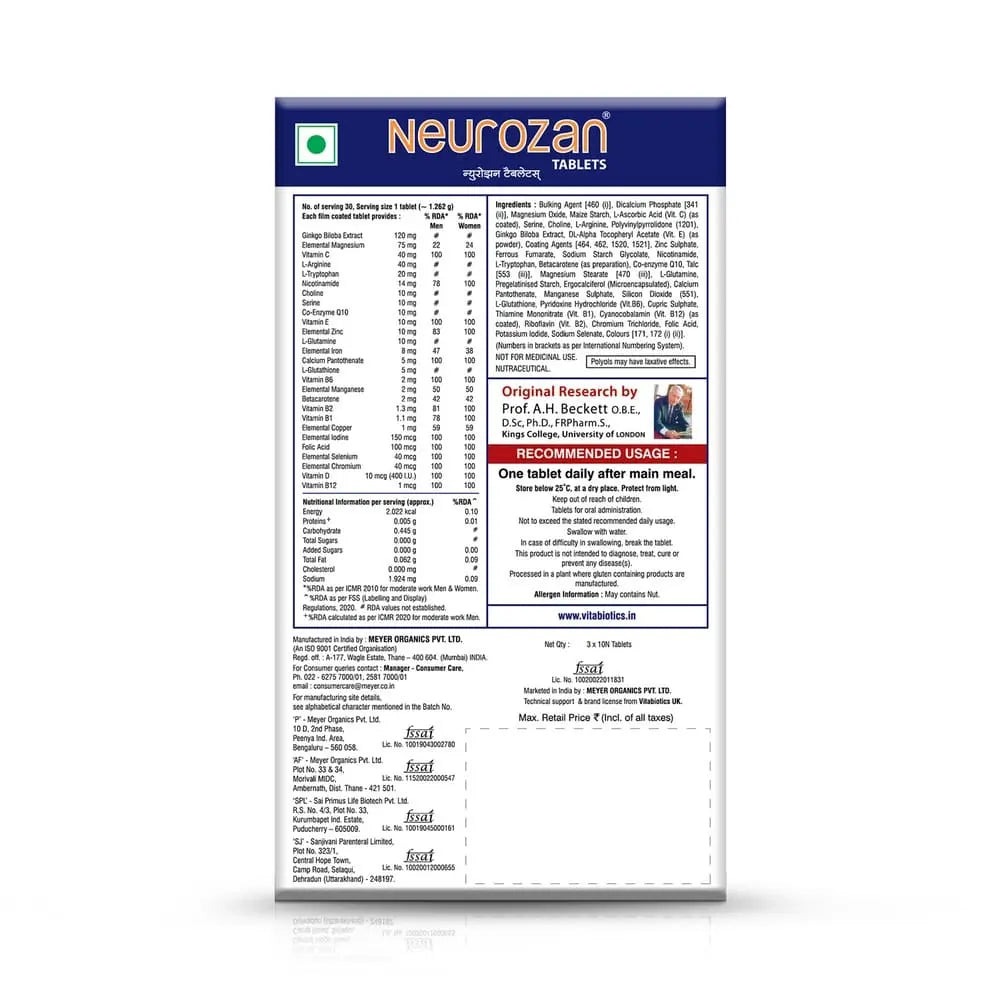Neurozan Enhance Cognitive Functions | 30 Veg Tablets