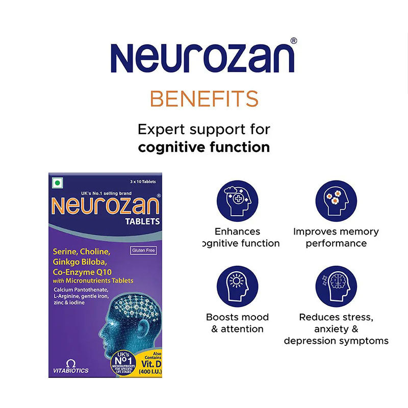 Neurozan Enhance Cognitive Functions | 30 Veg Tablets