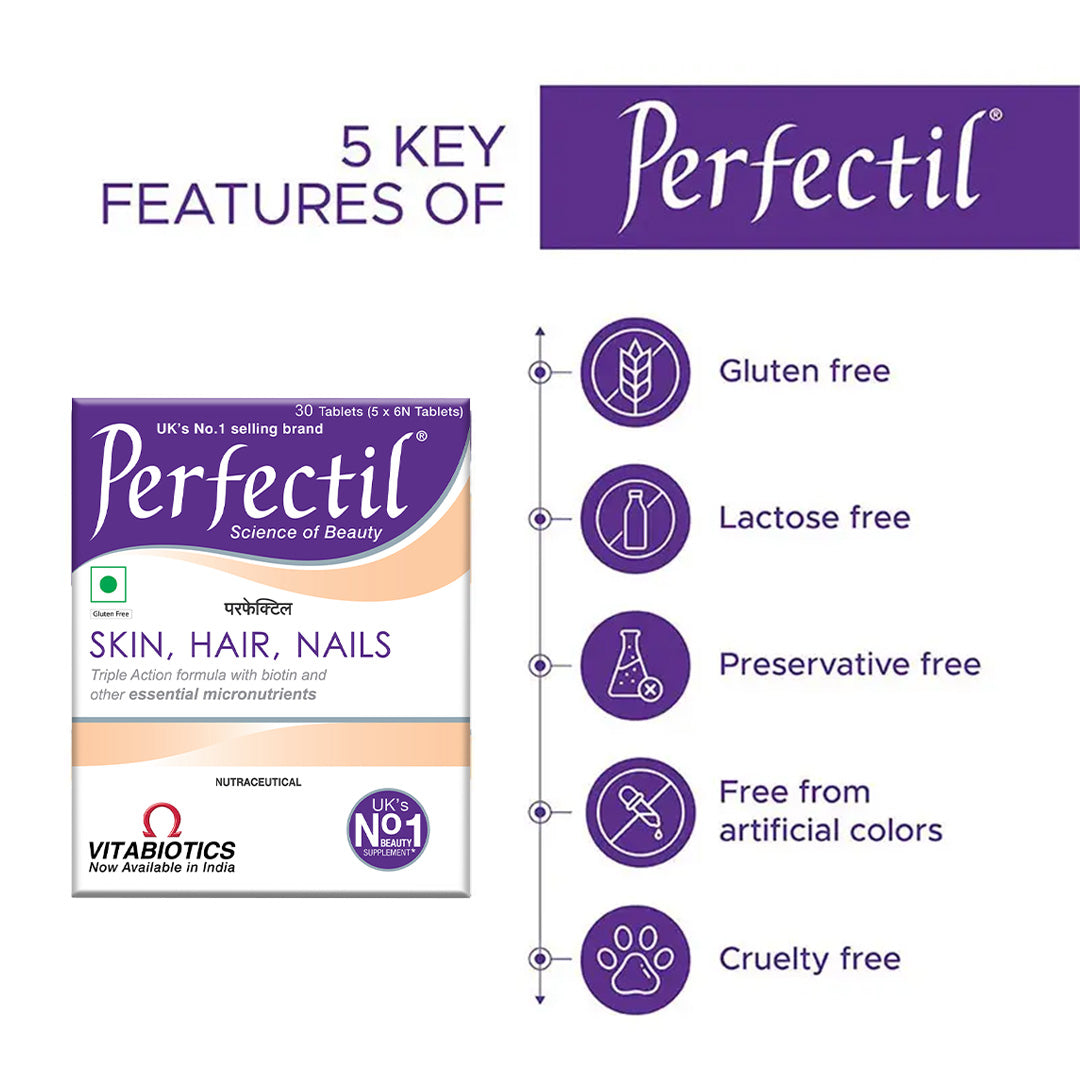 Perfectil Multivitamin for Skin, Hair & Nail for Men & Women | 30 Veg Tablets