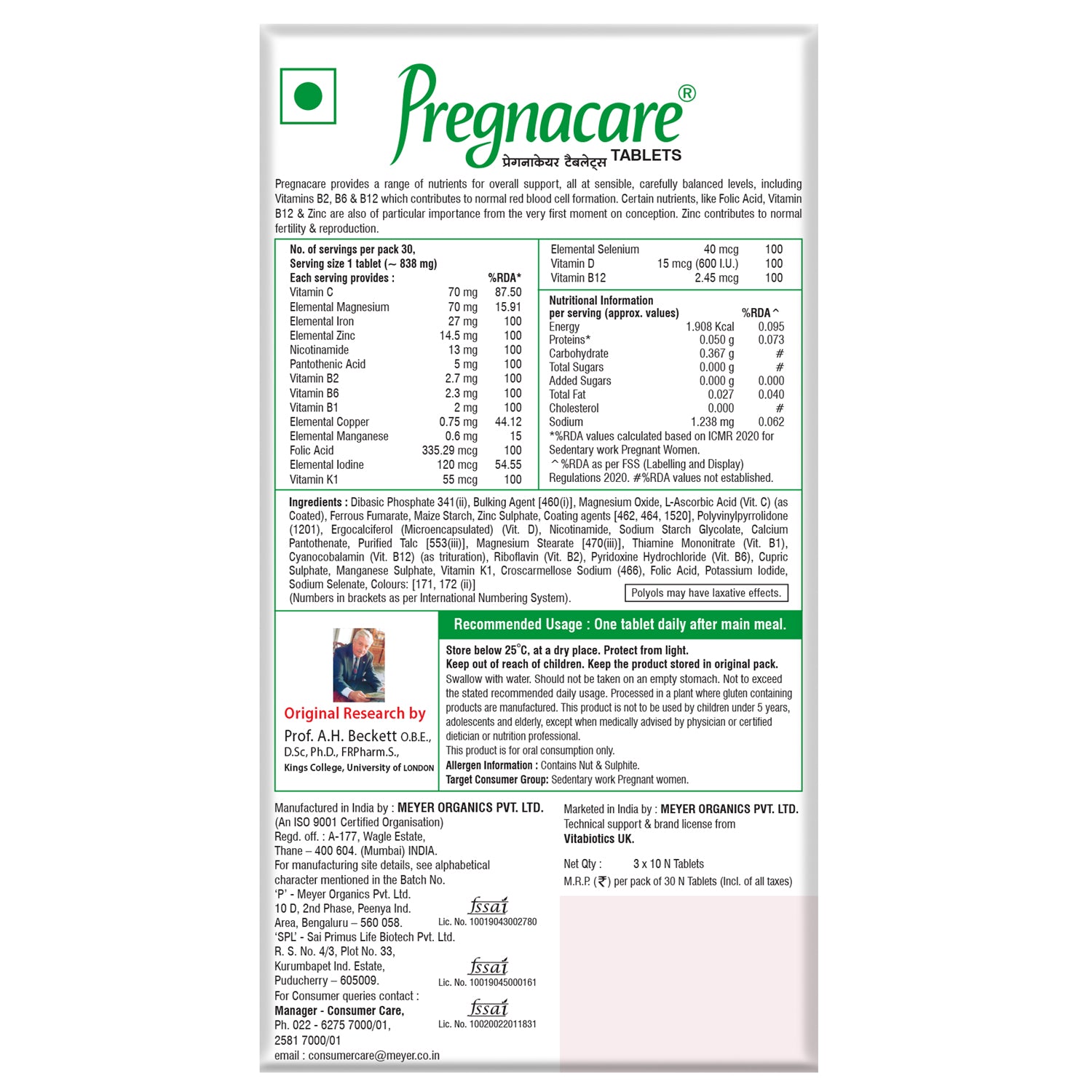 Pregnacare 30 Tablets