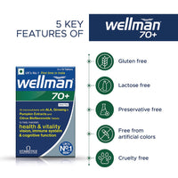 Wellman 70+ Multivitamin Tablets for Men Aged 70 Plus | 30 Veg Tablets
