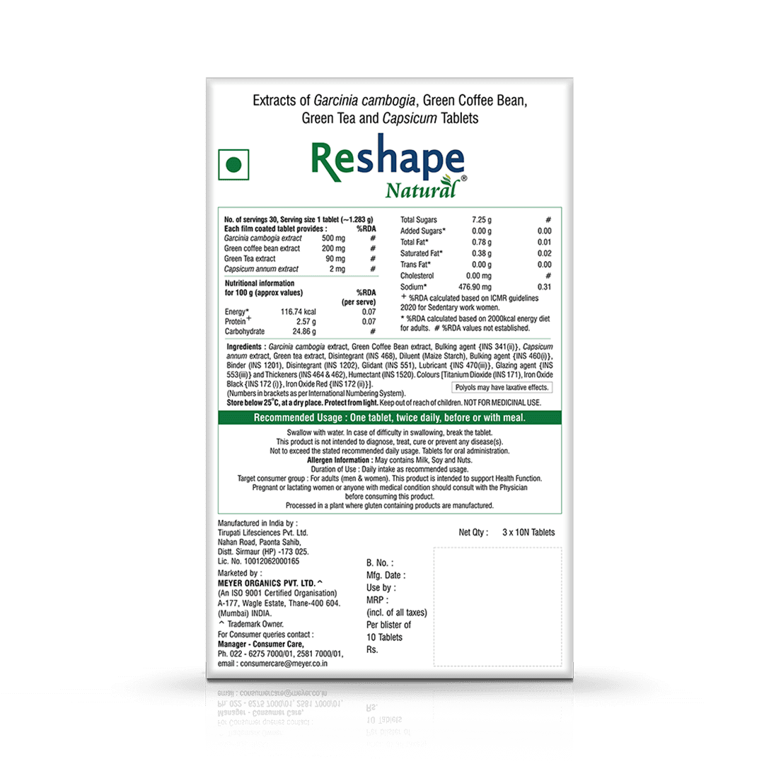 Reshape Natural Weight Loss 10 Tablets - 1 Strip