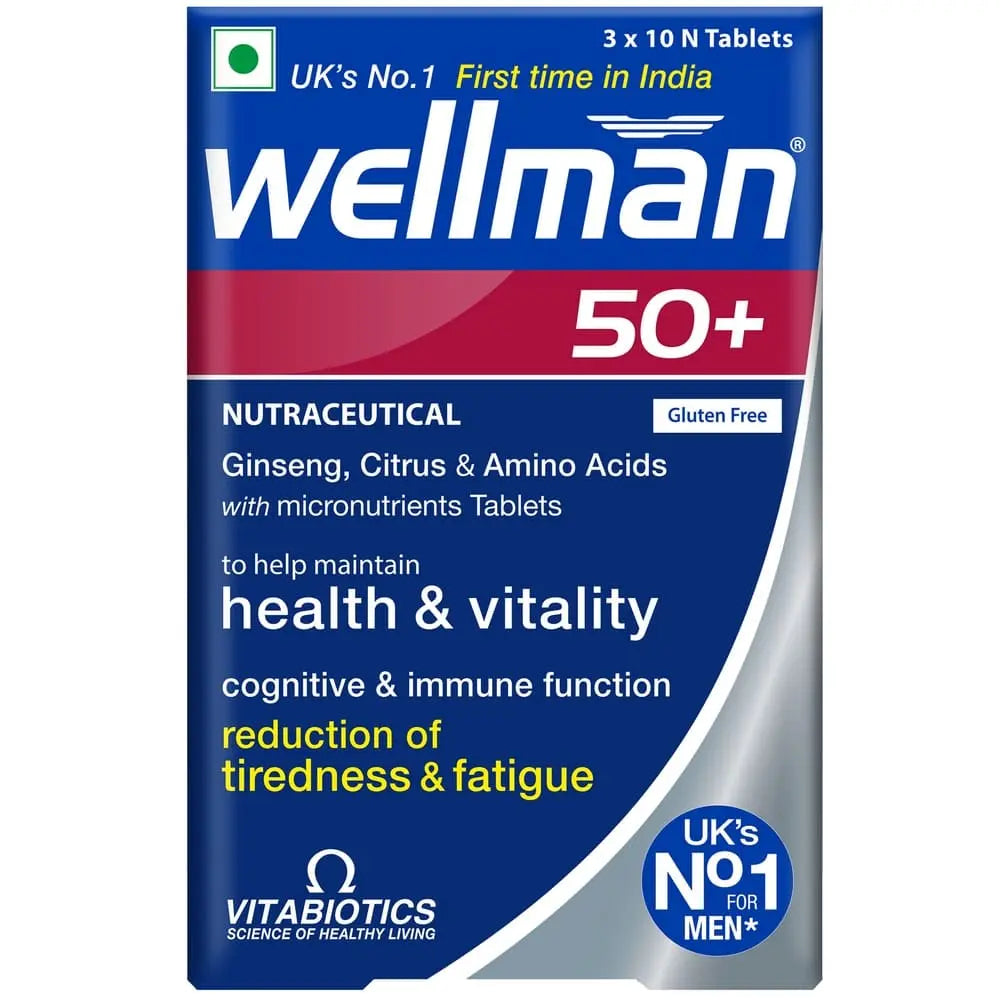 Wellman 50+ Multivitamin Tablets for Men Aged 50 Plus | 30 Veg Tablets