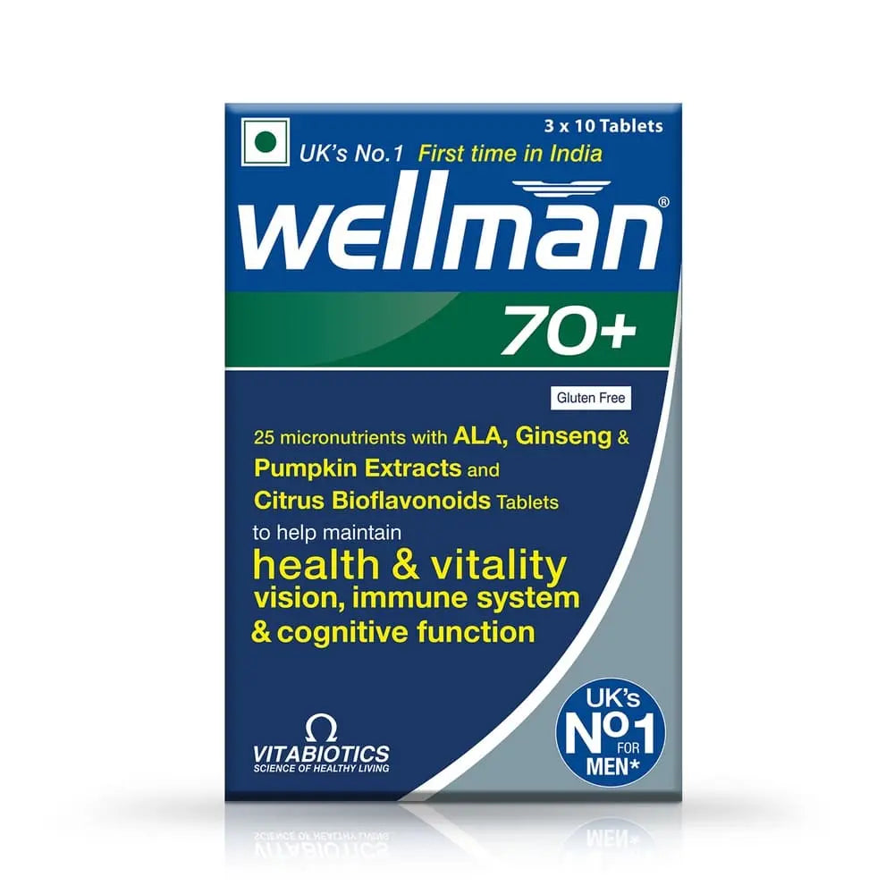 Wellman 70+ Multivitamin Tablets for Men Aged 70 Plus | 30 Veg Tablets