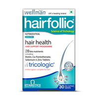 Wellman Hairfollic Hair Supplements for Men | 30 Veg Tablets