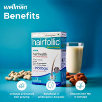Wellman Hairfollic Hair Supplements for Men | 30 Veg Tablets