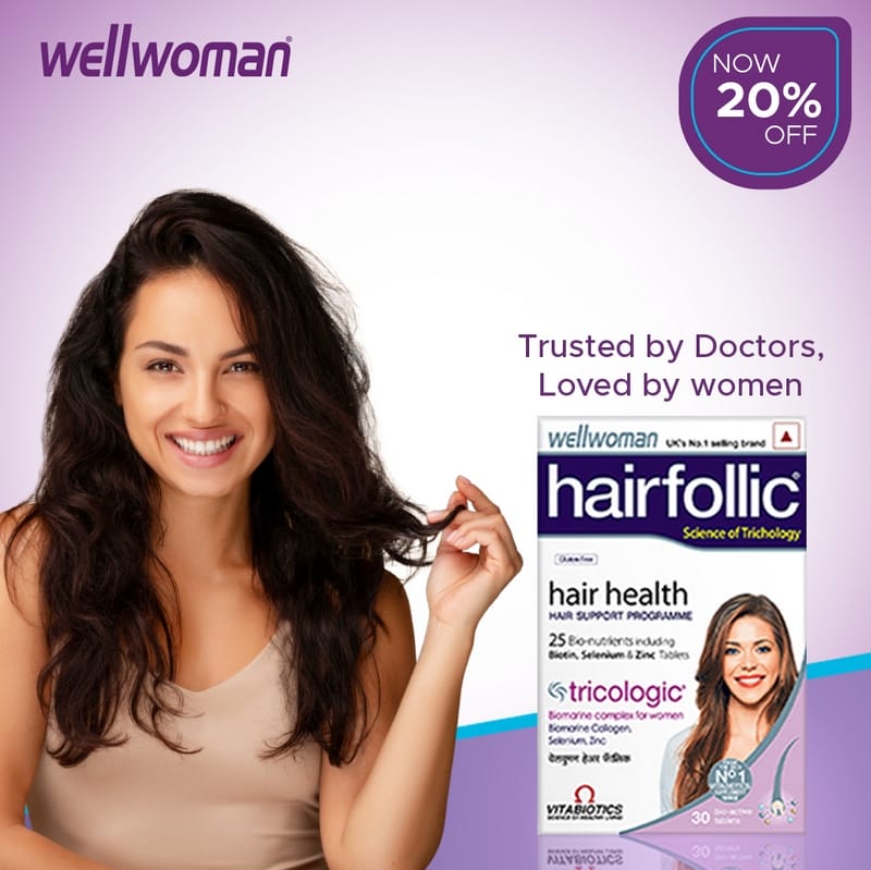 Wellwoman Hairfollic Hair Supplements for Women | 30 Non-Veg Tablets