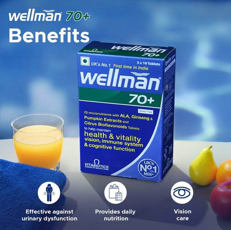 Wellman 70+ Multivitamin Tablets for Men Aged 70 Plus | 30 Veg Tablets