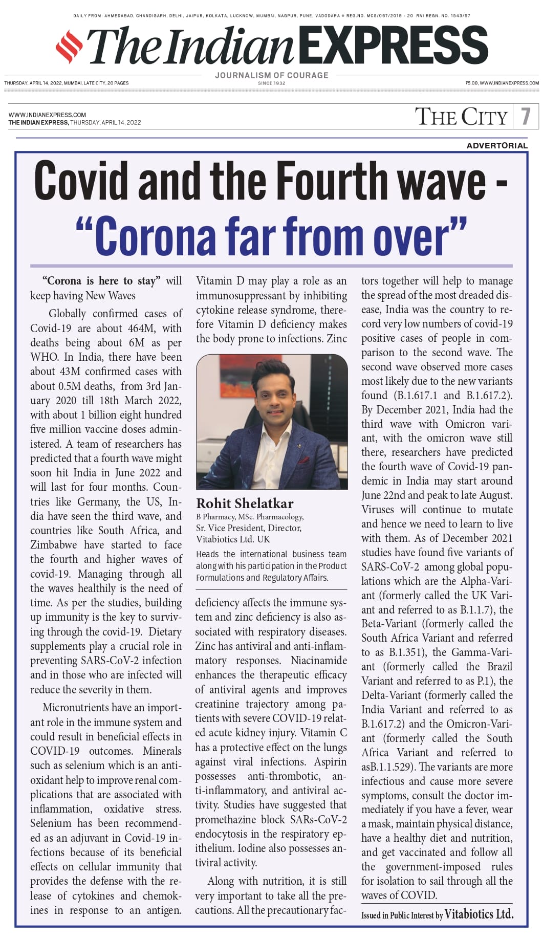 Indian Express Rohit Covid article page 0001