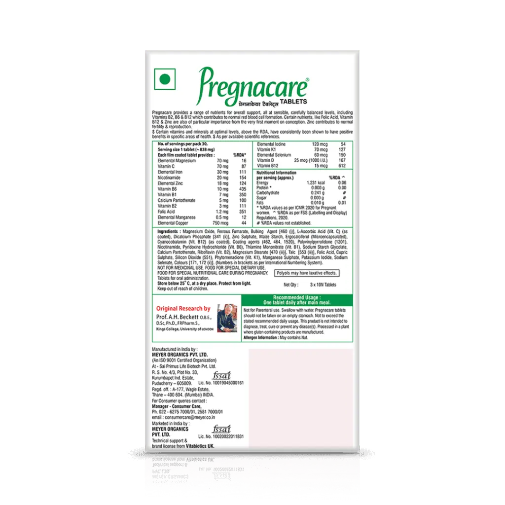 Pregnacare Back View