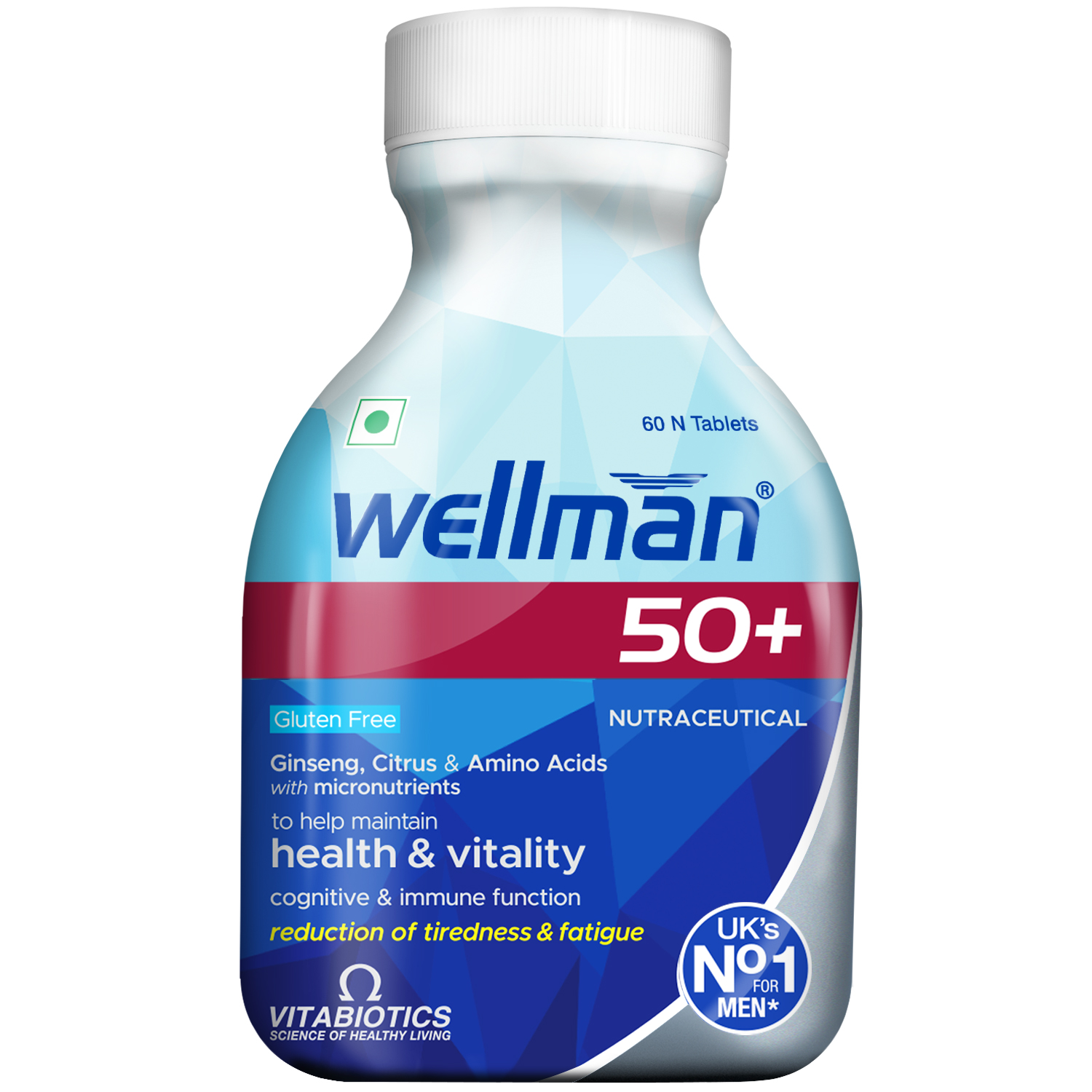 Amazon-Wellman-50+-TUB-Front Wellman 50+ 60 Tablets - 1 Tub Pack - Image 1