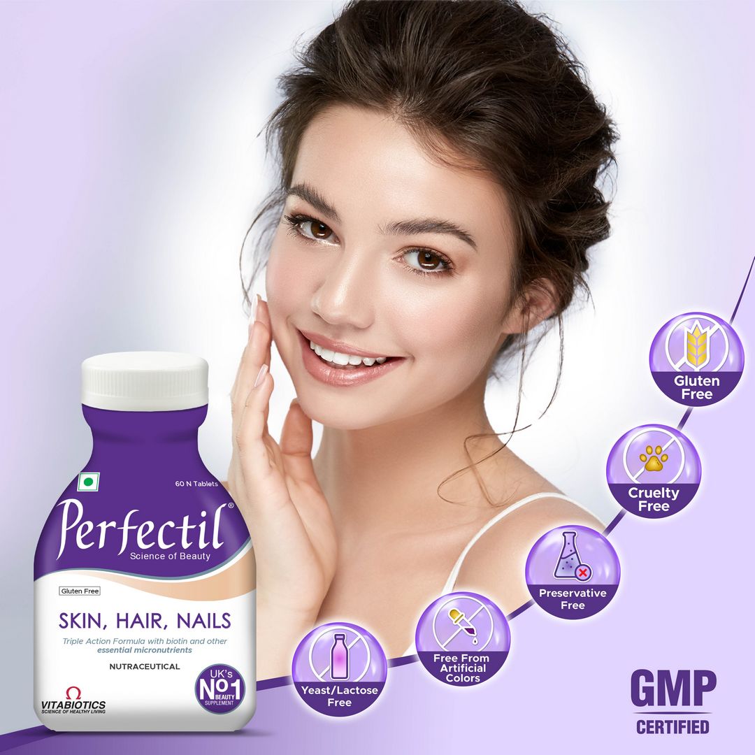Perfectil Multivitamin for Skin, Hair & Nail for Men & Women | 60 Veg Tablets Amazon Perfectil Container Specs 3